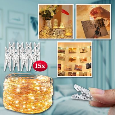 Lichterkette mit Clips zum Aufhängen von Bildern (3m) | PHOTOGLO