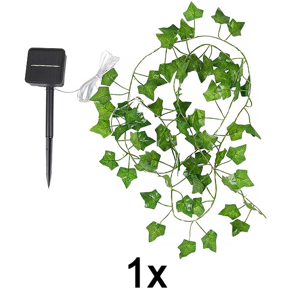 1x Solar-Lichterketten mit künstlichen Efeublättern (5 m) | LEAFGLO