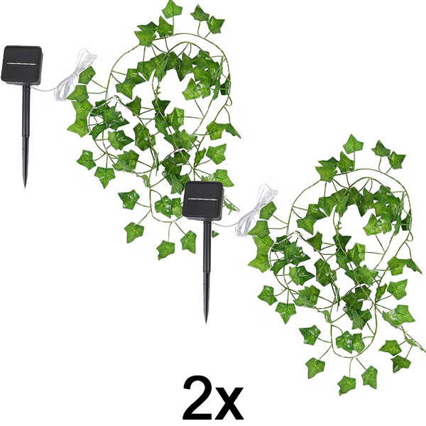 2x Solar-Lichterketten mit künstlichen Efeublättern (5 m) | LEAFGLO