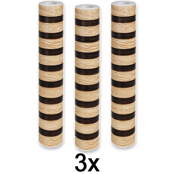 3x Eleganter Wandaufkleber mit Holzeffekt | LINEWALL