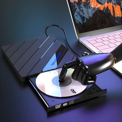Externes DVD-Laufwerk + 4-Port USB-Hub mit SD-Kartenleser & USB-C-Port | LAPDISC